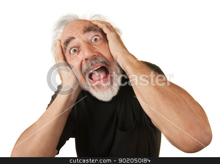 To use this stock image in your creative project, please select the size you need over to the right and click the "Add to Cart" button.
Your downloaded image will come with the Cutcaster watermark removed so don’t worry about the watermark you see on this page. Screaming Older Man stock photo, Screaming man covering his ears over white background by Scott Griessel