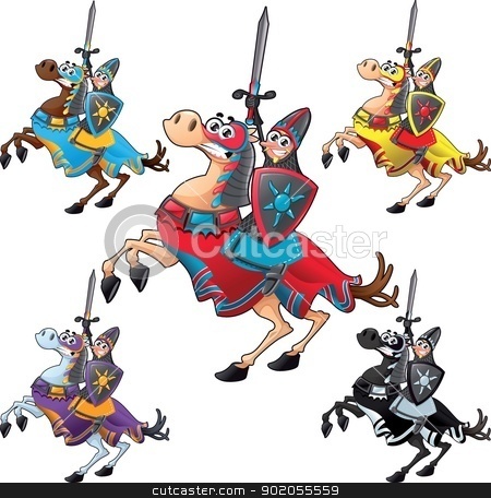 To use this stock image in your creative project, please select the size you need over to the right and click the "Add to Cart" button.
Your downloaded image will come with the Cutcaster watermark removed so don’t worry about the watermark you see on this page. Knight and horse. stock vector clipart, Knight and horse. Funny cartoon and vector characters, objects isolated. by ddraw