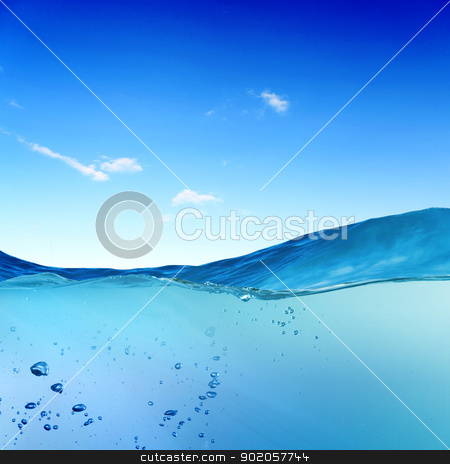 Sundown seascape sundown seascape stock photo, design template with underwater part and sunset skylight splitted by waterline by Sergey Nivens