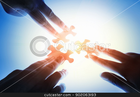 To use this stock image in your creative project, please select the size you need over to the right and click the "Add to Cart" button.
Your downloaded image will come with the Cutcaster watermark removed so don’t worry about the watermark you see on this page. Puzzle pieces stock photo, puzzle piece coming down into its place by Sergey Nivens