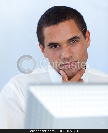 To use this stock image in your creative project, please select the size you need over to the right and click the "Add to Cart" button.
Your downloaded image will come with the Cutcaster watermark removed so don’t worry about the watermark you see on this page. Attractive businessman working with a computer stock photo, Attractive businessman working with a computer in office by Wavebreak Media