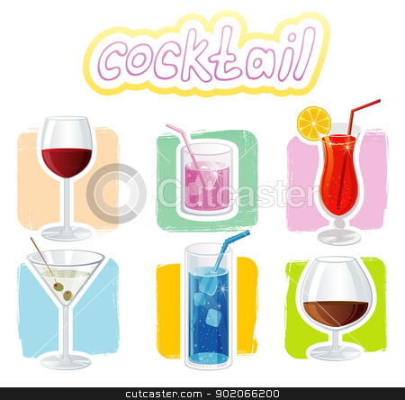 Cocktails icons Cocktails icons stock vector clipart, Vector illustration of Cocktails icons by SonneOn