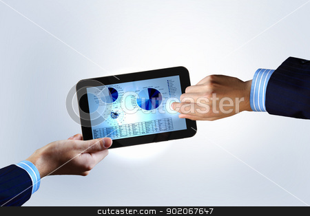 To use this stock image in your creative project, please select the size you need over to the right and click the "Add to Cart" button.
Your downloaded image will come with the Cutcaster watermark removed so don’t worry about the watermark you see on this page. Modern computer technology in business stock photo, Modern computer technology in business illustration with wireless device by Sergey Nivens
