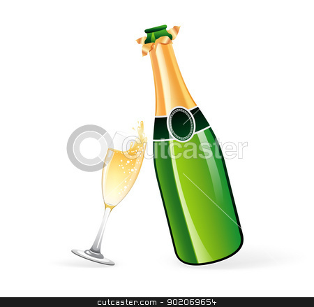 Champagne bottle and glass Champagne bottle and glass stock vector clipart, Vector illustration of Champagne bottle and glass by SonneOn