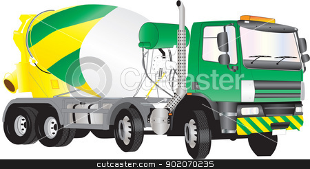 To use this stock image in your creative project, please select the size you need over to the right and click the "Add to Cart" button.
Your downloaded image will come with the Cutcaster watermark removed so don’t worry about the watermark you see on this page. Concrete Mixer Truck stock vector clipart, A Green and Yellow Concrete Mixer Truck isolated on white by d40xboy