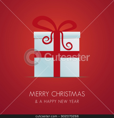 Christmas gift box with red ribbon christmas gift box with red ribbon stock vector clipart, white christmas gift box with red ribbon by d3images