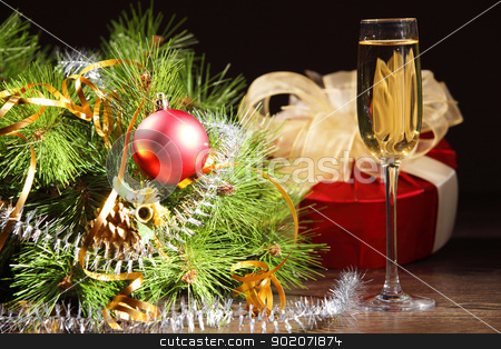 To use this stock image in your creative project, please select the size you need over to the right and click the "Add to Cart" button.
Your downloaded image will come with the Cutcaster watermark removed so don’t worry about the watermark you see on this page. glass of champagne stock photo, glass of champagne and christmas decoration on the tavle for a new year eve by Sergey Nivens