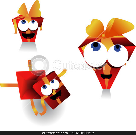 To use this stock image in your creative project, please select the size you need over to the right and click the "Add to Cart" button.
Your downloaded image will come with the Cutcaster watermark removed so don’t worry about the watermark you see on this page. funny gift stock vector clipart, three different views of the same gift by pcanzo