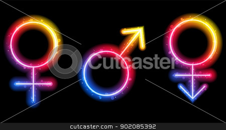To use this stock image in your creative project, please select the size you need over to the right and click the "Add to Cart" button.
Your downloaded image will come with the Cutcaster watermark removed so don’t worry about the watermark you see on this page. Male, Female and Transgender Gender Symbols Laser Neon stock vector clipart, Vector - Male, Female and Transgender Gender Symbols Laser Neon by Augusto Cabral Graphiste Rennes