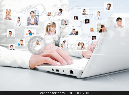 To use this stock image in your creative project, please select the size you need over to the right and click the "Add to Cart" button.
Your downloaded image will come with the Cutcaster watermark removed so don’t worry about the watermark you see on this page. Symbol of social network stock photo, Symbol of social network with people images by Sergey Nivens