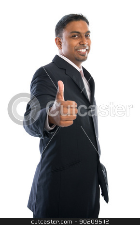 To use this stock image in your creative project, please select the size you need over to the right and click the "Add to Cart" button.
Your downloaded image will come with the Cutcaster watermark removed so don’t worry about the watermark you see on this page. Thumb up stock photo, Excited thumb up 30s Indian businessman in black suit isolated on white background by szefei