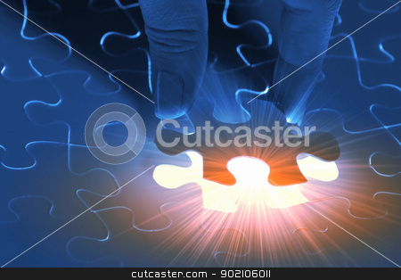 To use this stock image in your creative project, please select the size you need over to the right and click the "Add to Cart" button.
Your downloaded image will come with the Cutcaster watermark removed so don’t worry about the watermark you see on this page. Puzzle pieces stock photo, puzzle piece coming down into its place by Sergey Nivens