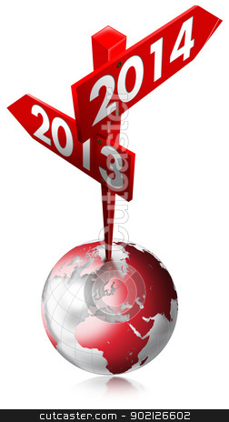 2013-2014 Red Sign 2013-2014 Red Sign stock photo, Red Sign with two arrows and written 2013-2014 over the globe by catalby