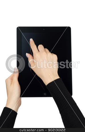 Hands with tablet computer Hands with tablet computer stock photo, hands with tablet computer on white by Vitaliy Pakhnyushchyy
