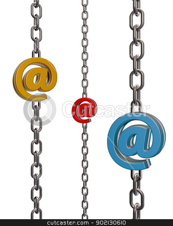 To use this stock image in your creative project, please select the size you need over to the right and click the "Add to Cart" button.
Your downloaded image will come with the Cutcaster watermark removed so don’t worry about the watermark you see on this page. email chains stock photo, metal chain with email symbol - 3d illustration by J?