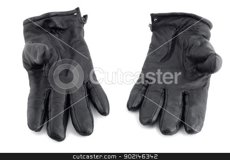 Black leather gloves black leather gloves stock photo, black leather gloves close-up isolated on white background by Vladyslav Danilin