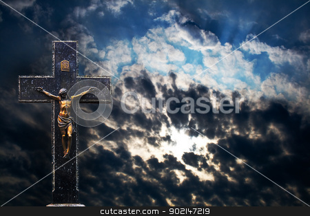 To use this stock image in your creative project, please select the size you need over to the right and click the "Add to Cart" button.
Your downloaded image will come with the Cutcaster watermark removed so don’t worry about the watermark you see on this page. Cross at Sunset stock photo, Jesus Christ on the Cross at Sunset background by Vladyslav Danilin