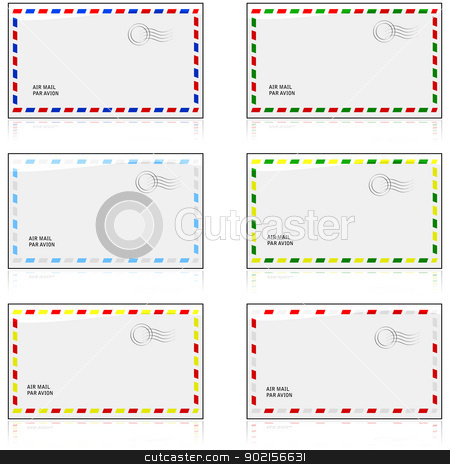 To use this stock image in your creative project, please select the size you need over to the right and click the "Add to Cart" button.
Your downloaded image will come with the Cutcaster watermark removed so don’t worry about the watermark you see on this page. Air mail envelopes stock vector clipart, Glossy illustration showing old air mail envelopes with the colors for different countries by Bruno Marsiaj