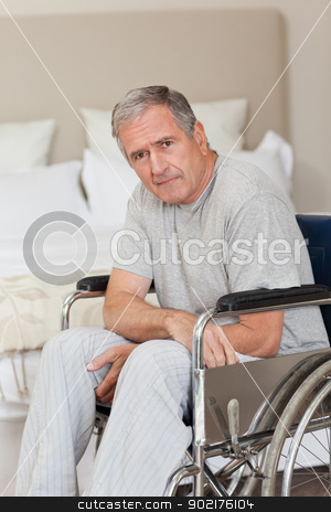 To use this stock image in your creative project, please select the size you need over to the right and click the "Add to Cart" button.
Your downloaded image will come with the Cutcaster watermark removed so don’t worry about the watermark you see on this page. Thoughtful senior man in his wheelchair stock photo, Thoughtful senior man in his wheelchair at home by Wavebreak Media