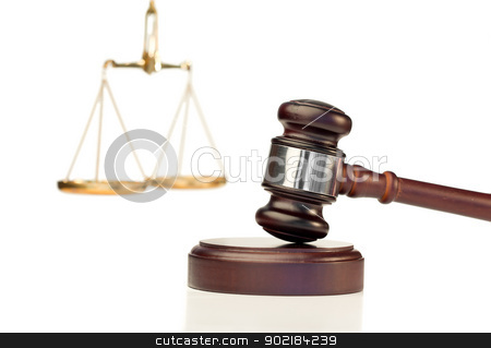 Gavel in action and scale of justice Gavel in action and scale of justice stock photo, Gavel in action and scale of justice on a white background by Wavebreak Media