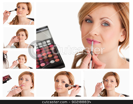 Collage of a young woman getting made up Collage of a young woman getting made up stock photo, Collage of a young woman getting made up by Wavebreak Media