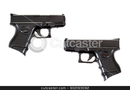 Two Black airsoft guns two Black airsoft guns stock photo, Black airsoft guns isolated on white background by Artush