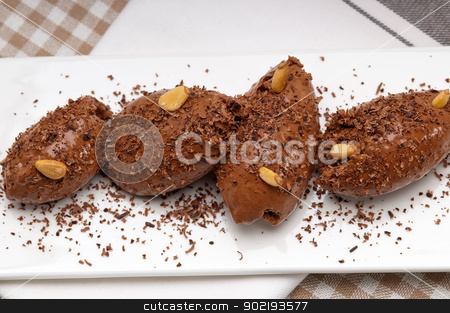 Chocolate mousse quenelle dessert chocolate mousse quenelle dessert stock photo, fresh home made chocolate mousse quenelle dessert by Francesco Perre