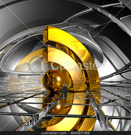 Rss symbol rss symbol stock photo, rss symbol in abstract space - 3d illustration by J?