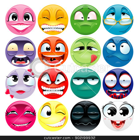 Group of expression. Group of expression. stock vector clipart, Group of expression. Funny vector and cartoon isolated elements. by ddraw