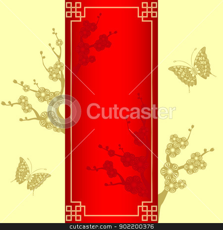 To use this stock image in your creative project, please select the size you need over to the right and click the "Add to Cart" button.
Your downloaded image will come with the Cutcaster watermark removed so don’t worry about the watermark you see on this page. cny_flower_red stock vector clipart, Oriental style Cherry blossom with butterfly by meikis