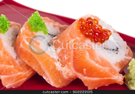 To use this stock image in your creative project, please select the size you need over to the right and click the "Add to Cart" button.
Your downloaded image will come with the Cutcaster watermark removed so don’t worry about the watermark you see on this page. Japanese sushi traditional japanese food.Roll made of salmon, re stock photo, Japanese sushi traditional japanese food.Roll made of salmon, red cavair, roe and cream by Andrey Starostin