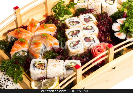 To use this stock image in your creative project, please select the size you need over to the right and click the "Add to Cart" button.
Your downloaded image will come with the Cutcaster watermark removed so don’t worry about the watermark you see on this page. Set of sushi and rolls stock photo, Set of sushi and rolls by Andrey Starostin