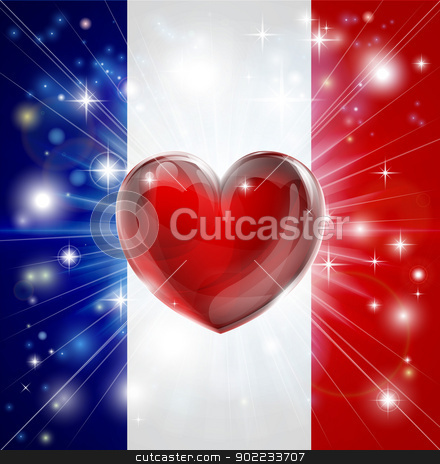 To use this stock image in your creative project, please select the size you need over to the right and click the "Add to Cart" button.
Your downloaded image will come with the Cutcaster watermark removed so don’t worry about the watermark you see on this page. Love France flag heart background stock vector clipart, Flag of France patriotic background with pyrotechnic or light burst and love heart in the centre by Christos Georghiou