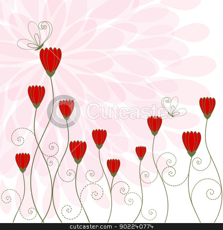 Springtime Flower with Butterfly Springtime Flower with Butterfly stock vector clipart, Springtime Flower with Butterfly Greeting Card by meikis