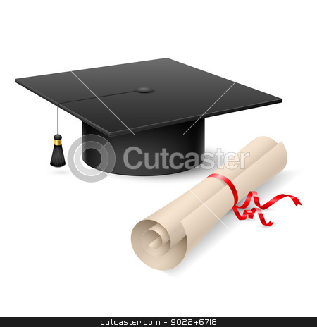 Graduation cap and diploma Graduation cap and diploma stock photo, Graduation cap and diploma. Illustration on white background by dvarg