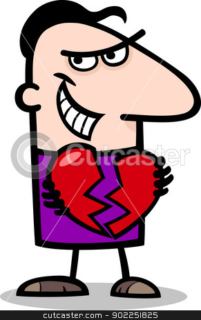 Man breaking heart cartoon illustration man breaking heart cartoon illustration stock vector clipart, Cartoon St Valentines Illustration of Funny Man Breaking Heart or Heartbreaker by Igor Zakowski