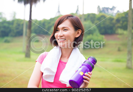 To use this stock image in your creative project, please select the size you need over to the right and click the "Add to Cart" button.
Your downloaded image will come with the Cutcaster watermark removed so don’t worry about the watermark you see on this page. Sporty Asian girl stock photo, Asian girl taking a rest after jogging at outdoor park by szefei