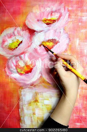 To use this stock image in your creative project, please select the size you need over to the right and click the "Add to Cart" button.
Your downloaded image will come with the Cutcaster watermark removed so don’t worry about the watermark you see on this page. Artist paints a picture stock photo, Artists hand holding a paintbrush and paints beautiful picture by Tatiana Mihaliova