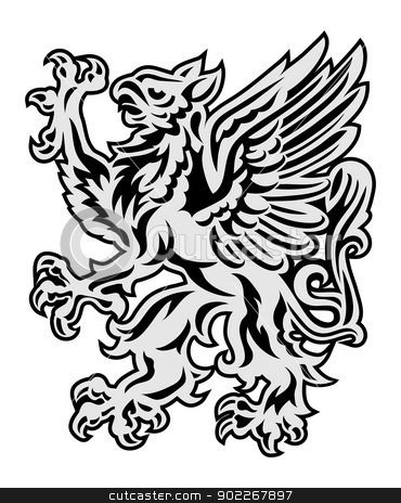 To use this stock image in your creative project, please select the size you need over to the right and click the "Add to Cart" button.
Your downloaded image will come with the Cutcaster watermark removed so don’t worry about the watermark you see on this page. Griffin on white background stock vector clipart, Heraldry style griffin illustration isolated on white by Moenez