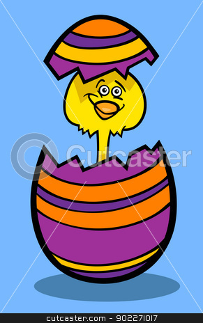 To use this stock image in your creative project, please select the size you need over to the right and click the "Add to Cart" button.
Your downloaded image will come with the Cutcaster watermark removed so don’t worry about the watermark you see on this page. chick in easter egg cartoon illustration stock vector clipart, Cartoon Illustration of Funny Little Yellow Chicken or Chick in Colored Eggshell of Easter Egg by Igor Zakowski