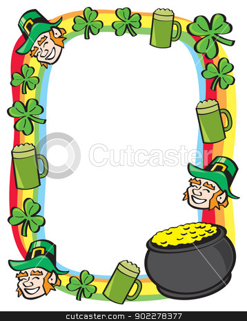 To use this stock image in your creative project, please select the size you need over to the right and click the "Add to Cart" button.
Your downloaded image will come with the Cutcaster watermark removed so don’t worry about the watermark you see on this page. Saint Patricks Day Border stock vector clipart, A border made up of cartoon Saint Patricks Day symbols aurrounded by a rainbow. by Jamie Slavy