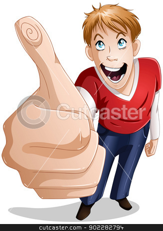Guy Smiles With Thumbs Up Guy Smiles With Thumbs Up stock vector clipart, A vector illustration of a young guy giving a thumbs up and smiling. by Liron Peer