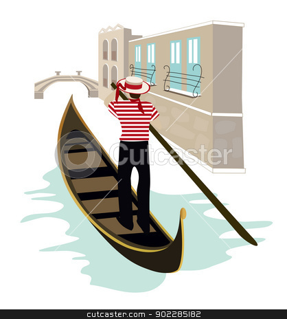 To use this stock image in your creative project, please select the size you need over to the right and click the "Add to Cart" button.
Your downloaded image will come with the Cutcaster watermark removed so don’t worry about the watermark you see on this page. Venice stock vector clipart, Venice canal view with a gondolier on his gondola by dayzeren
