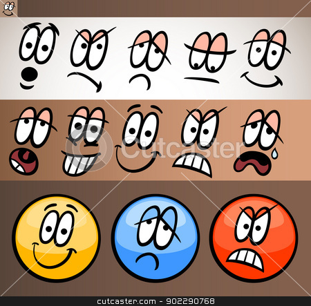 Emoticon elements set cartoon illustration emoticon elements set cartoon illustration stock vector clipart, Cartoon Illustration of Funny Emoticon or Emotions and Expressions like Sad, Happy, Angry or Skeptic by Igor Zakowski