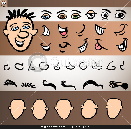 To use this stock image in your creative project, please select the size you need over to the right and click the "Add to Cart" button.
Your downloaded image will come with the Cutcaster watermark removed so don’t worry about the watermark you see on this page. man face elements set cartoon illustration stock vector clipart, Cartoon Illustration of Funny Man Face Elements such Eyes, Mouth, Noses, Heads and Hair for Animation or Application by Igor Zakowski