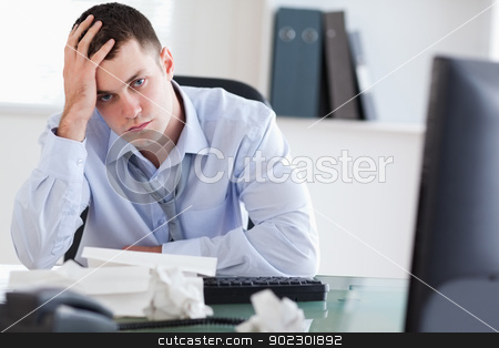 To use this stock image in your creative project, please select the size you need over to the right and click the "Add to Cart" button.
Your downloaded image will come with the Cutcaster watermark removed so don’t worry about the watermark you see on this page. Close up of frustrated businessman doing his accounting stock photo, Close up of frustrated young businessman doing his accounting by Wavebreak Media
