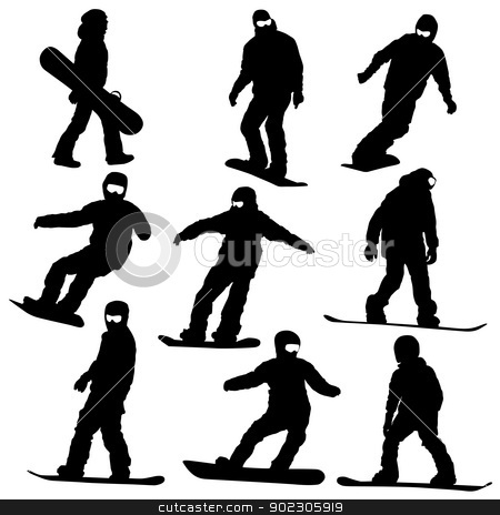 To use this stock image in your creative project, please select the size you need over to the right and click the "Add to Cart" button.
Your downloaded image will come with the Cutcaster watermark removed so don’t worry about the watermark you see on this page. Set snowboarders silhouettes. Vector illustration. stock vector clipart, Set snowboarders silhouettes. Vector illustration. by aarrows