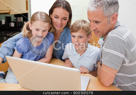 To use this stock image in your creative project, please select the size you need over to the right and click the "Add to Cart" button.
Your downloaded image will come with the Cutcaster watermark removed so don’t worry about the watermark you see on this page. Lovely family using a laptop stock photo, Lovely family using a laptop in their kitchen by Wavebreak Media