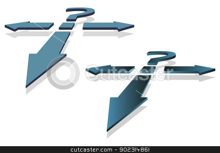 To use this stock image in your creative project, please select the size you need over to the right and click the "Add to Cart" button.
Your downloaded image will come with the Cutcaster watermark removed so don’t worry about the watermark you see on this page. Question Mark and Arrows stock vector clipart, Question Mark and Arrows as decision making point vector image. by antkevyv