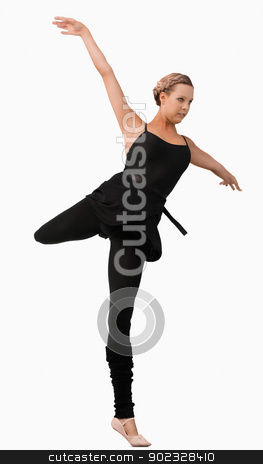 To use this stock image in your creative project, please select the size you need over to the right and click the "Add to Cart" button.
Your downloaded image will come with the Cutcaster watermark removed so don’t worry about the watermark you see on this page. Female dancer standing on one foot stock photo, Female dancer standing on one foot against a white background by Wavebreak Media